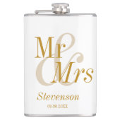 Flasques M. et Mme Gold Script Mariage Cadeau (Devant)