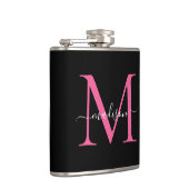 Flasques Magenta noir Hot Rose moderne Monogramme Nom du sc (Droite)