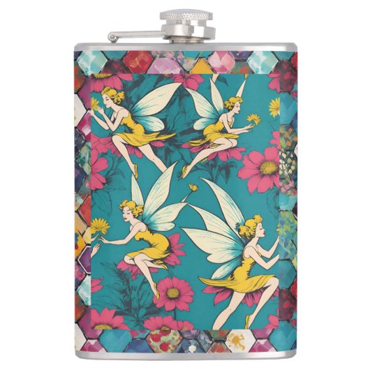Flasques Magical Fairies And Floral Hexagon Patchwork (Devant)