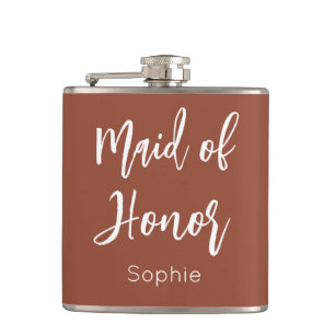 Flasques Maid of Honor Terracotta Brown Bridesmaid