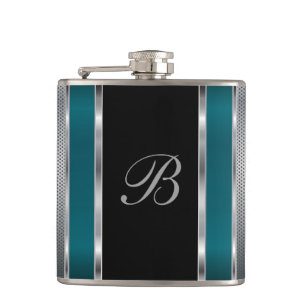 Flasques Maillage d'argent monogramme et fiole Turquoise fo