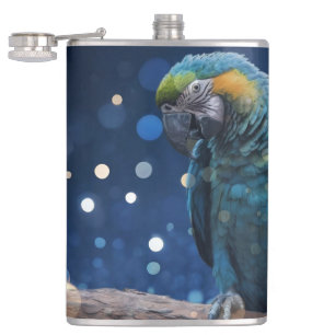 Flasques Majesté Bleue : La Macaw Bleue Sur Dreamy Blue Bok