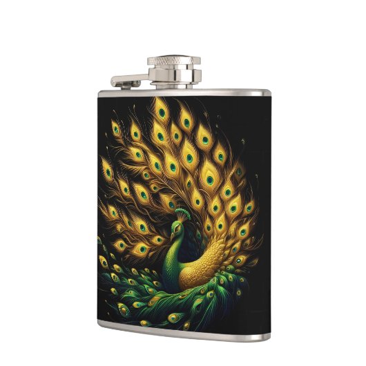 Flasques Majestic Peacock dans l'espace blanc (Gauche)