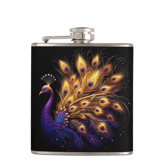Flasques Majestic Peacock gracieusement affiché sur blanc (Devant)
