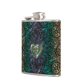 Flasques Mandala celtique de coeur en or vert (Gauche)