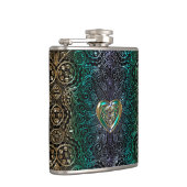 Flasques Mandala celtique de coeur en or vert (Droite)