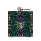 Flasques Mandala celtique de coeur en or vert (Dos)