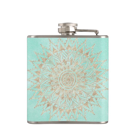 Flasques Mandala de menthe et d'or (Dos)