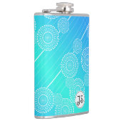 Flasques Mandalas blancs sur Aqua Blue Rainbow Blend Monogr (Droite)