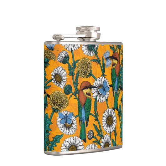 Flasques Mangeurs d'abeilles, papillons bleus et marguerite (Droite)