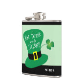 Flasques Mangez, boisson et soyez shamrock irlandais de | (Gauche)