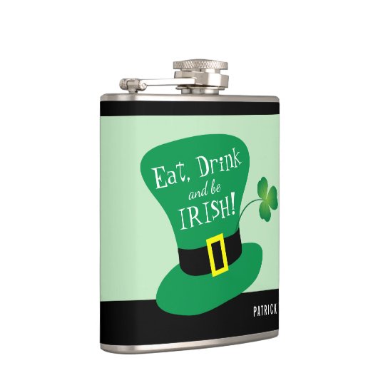 Flasques Mangez, boisson et soyez shamrock irlandais de | (Droite)