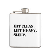 Flasques Mangez Propres. Ascenseur Lourd. Dormir. (Devant)