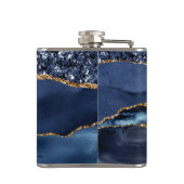 Flasques Marbre Agate Paillet Or Bleu Monogramme Glam Bling (Dos)