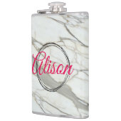 Flasques Marbre blanc chic fuchsia design nom personnalisé (Gauche)