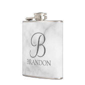 Flasques Marbre Blanc Monogramme et Nom Personnalisés en Sc (Gauche)