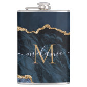 Flasques Marbre de pierre précieuse d'agate bleu marine or (Devant)