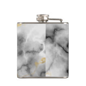 Flasques Marbre gris blanc moderne avec Mariage de ruban or (Dos)