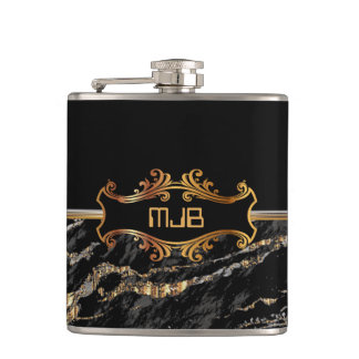Flasques Marbre noir et or