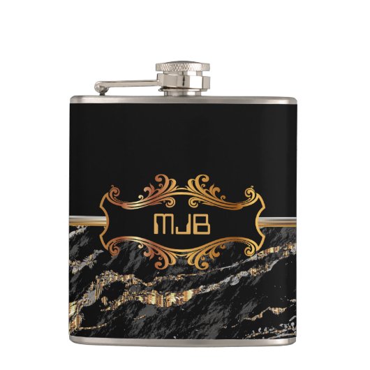 Flasques Marbre noir et or (Devant)