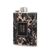 Flasques Marbre noir or rose Monogramme (Gauche)