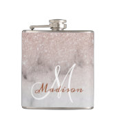 Flasques Marbre Pailleté Or Rose Ombré Monogramme (Devant)