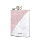 Flasques marbre rose girly élégant de blanc de parties (Gauche)