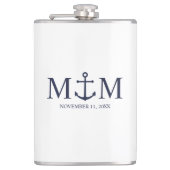 Flasques Mariage Ancre bleu marine (Devant)