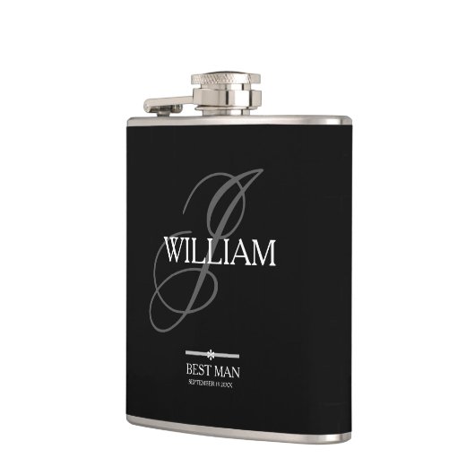 Flasques Mariage Best Man Cadeau Monogramme + Nom Cool mode (Gauche)