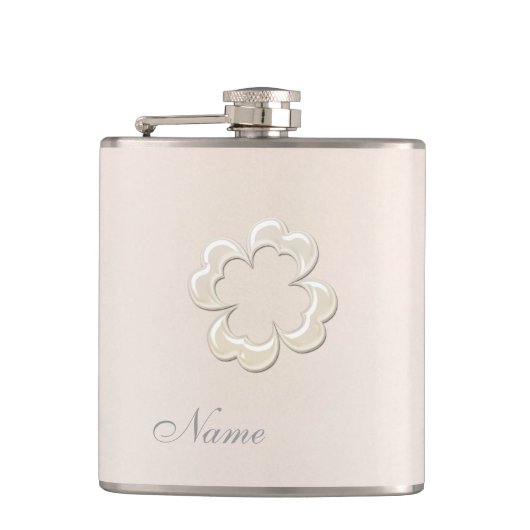 Flasques Mariage Classy chic perle chanceux shamrock (Devant)