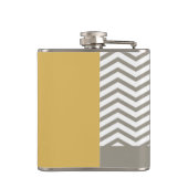 Flasques Mariage commémoratif chic gris et blanc Chevron (Dos)