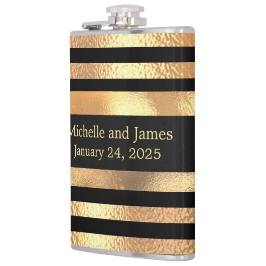 Flasques Mariage de monogramme de Parties scintillant d'or  (Gauche)