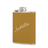 Flasques Mariage de nom de script élégant Or Moutarde  (Gauche)