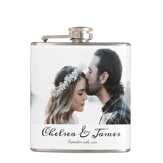 Flasques Mariage de nom photo minimal simple (Devant)