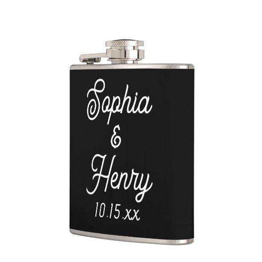 Flasques Mariage Élégant Typographie Script noir blanc (Gauche)