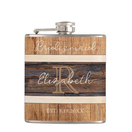 Flasques Mariage en bois rustique Bridesmaid (Devant)