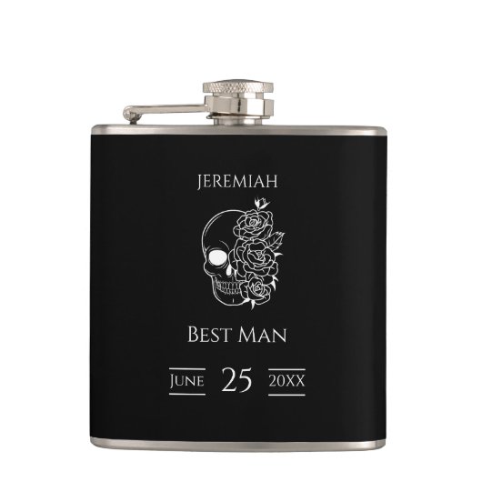 Flasques Mariage gothique noir et blanc Best Man (Devant)