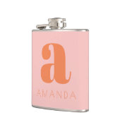 Flasques Mariage Moderne Monogramme et Nom Rose et Orange  (Gauche)
