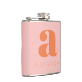 Flasques Mariage Moderne Monogramme et Nom Rose et Orange  (Droite)