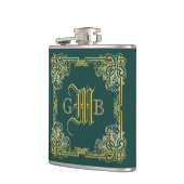 Flasques Mariage Monogramme Classic Gold Frame Dark Green (Gauche)