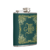 Flasques Mariage Monogramme Classic Gold Frame Dark Green (Droite)