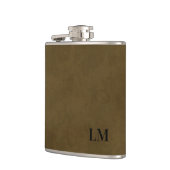 Flasques Mariage Monogramme en Cuir Usé Rustique (Gauche)