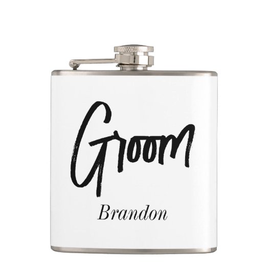 Flasques Mariage Noir Blanc du Marié (Devant)