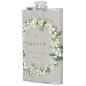 Flasques Mariage personnalisé Snowberry & Eucalyptus Wreath (Gauche)