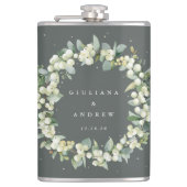 Flasques Mariage personnalisé Snowberry & Eucalyptus Wreath (Devant)