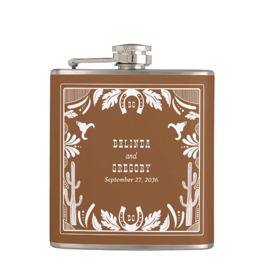 Flasques Mariage rustique de cow-boy de pays occidental (Devant)