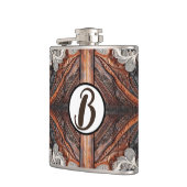 Flasques Mariage rustique en cuir multi couleurs et dentell (Gauche)