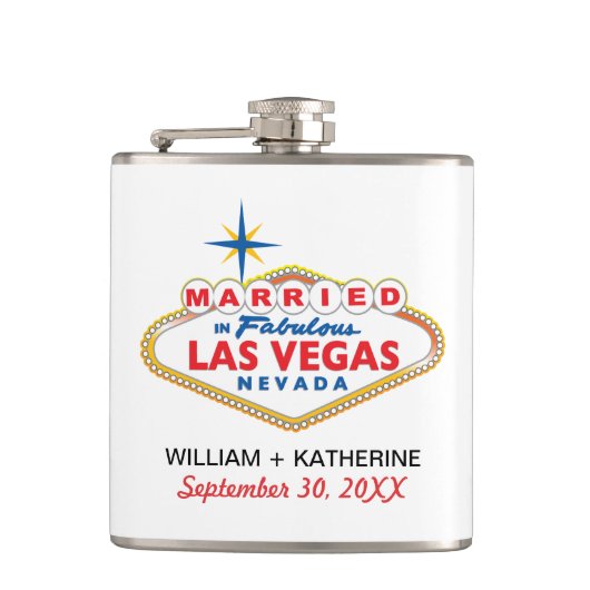Flasques MARIÉ À LAS VEGAS Flask cadeau de fête de la marié (Devant)