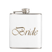 Flasques Mariée, écriture or élégant chic blanc (Devant)