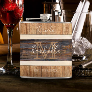 Flasques Mariée Mariage en bois rustique